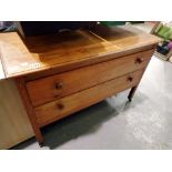 Stained pine chest of 2 long drawers, 94 x 65cm H. Not available for in-house P&P