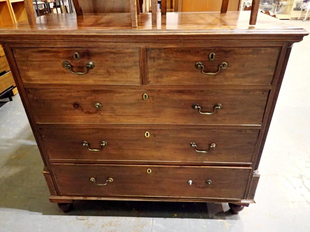 Georgian mahogany chest of two short over three long drawers, 55 x 120 x 110 cm. Not available for