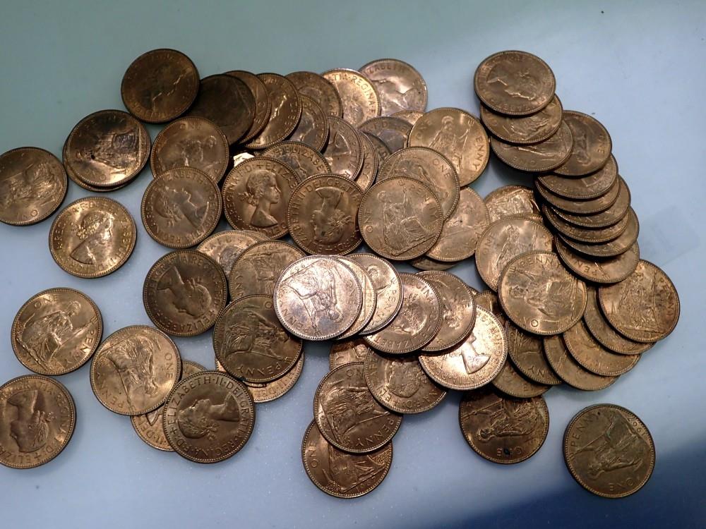Quantity of EF grade pennies, mostly 1967. UK P&P Group 1 (£16+VAT for the first lot and £2+VAT