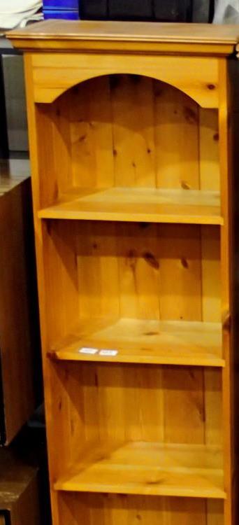 Pine shelves with drawer below, 46 x 28 x 185 cm H. Not available for in-house P&P