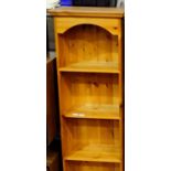 Pine shelves with drawer below, 46 x 28 x 185 cm H. Not available for in-house P&P