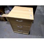 Modern three drawer chest, 38 x 38 x 50 cm. Not available for in-house P&P