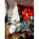 Box of mixed cotton and sewing accessories. Not available for in-house P&P