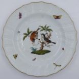 Continental Dresden hand painted plate, D: 25 cm, chip to rim. UK P&P Group 2 (£20+VAT for the first