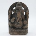 Eastern carved Ganesh wall plaque, H: 30 cm. UK P&P Group 2 (£20+VAT for the first lot and £4+VAT
