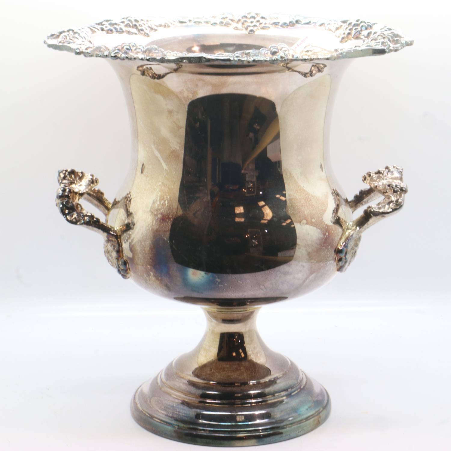 Silver plated champagne bucket twin handled and footed, H: 24 cm. UK P&P Group 2 (£20+VAT for the