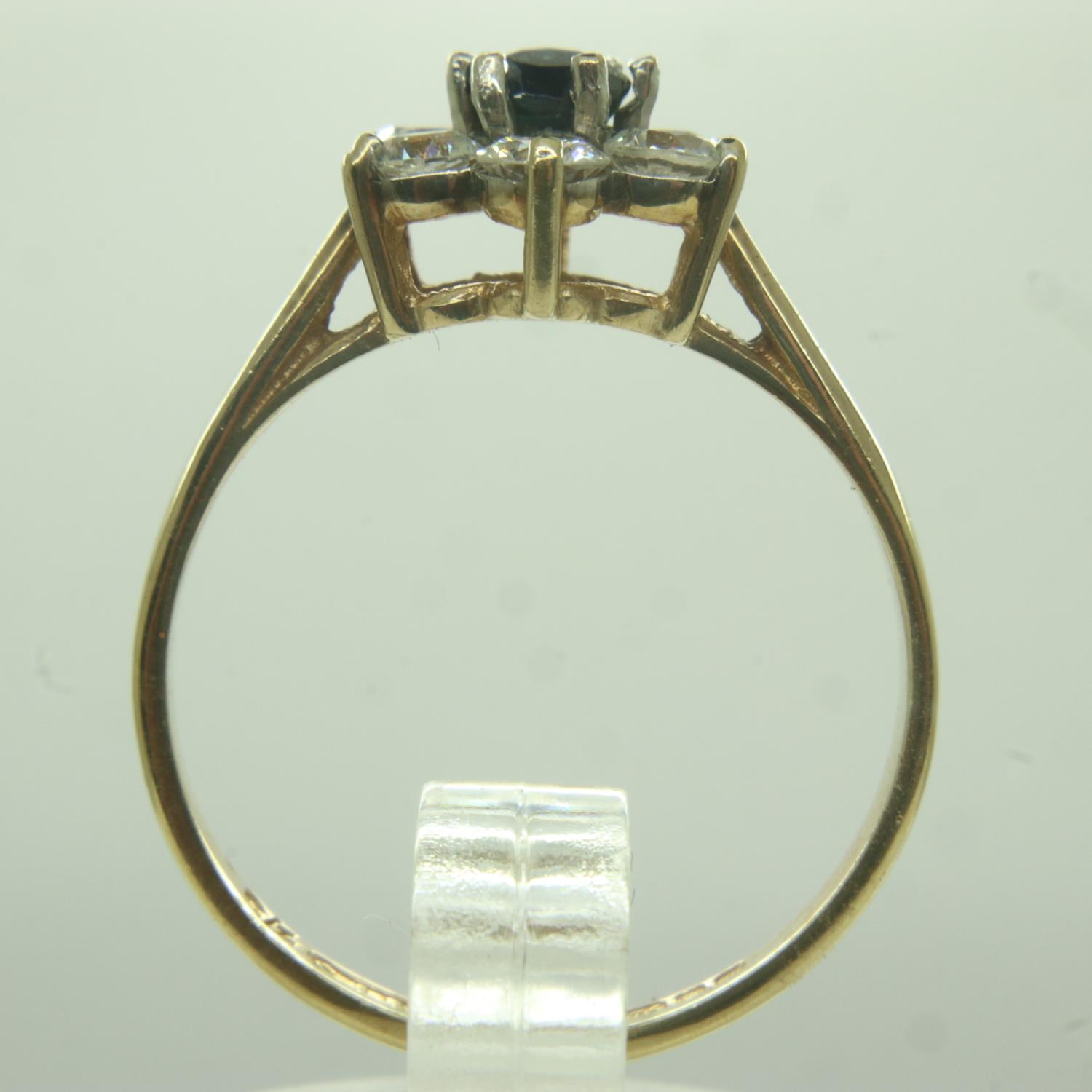 9ct gold ring set with sapphire and cubic zirconia, size N, 2.2g. UK P&P Group 0 (£6+VAT for the - Image 2 of 3