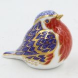 Royal Crown Derby robin paperweight with gold stopper, L: 90 mm, no cracks or chips. UK P&P Group