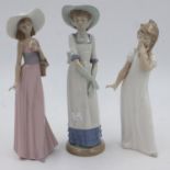 Three Nao figurines, largest H: 35 cm, no chips or cracks. UK P&P Group 3 (£30+VAT for the first lot