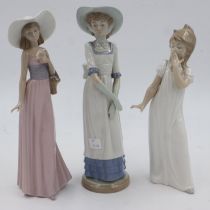 Three Nao figurines, largest H: 35 cm, no chips or cracks. UK P&P Group 3 (£30+VAT for the first lot