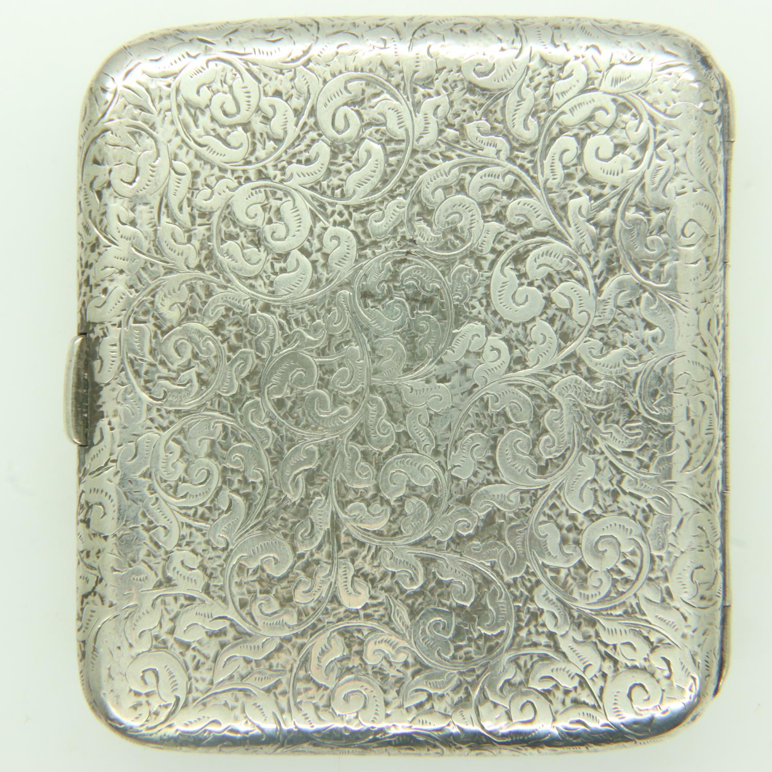 Victorian hallmarked silver cigarette case with chased decoration, 98g. UK P&P Group 1 (£16+VAT - Image 2 of 3