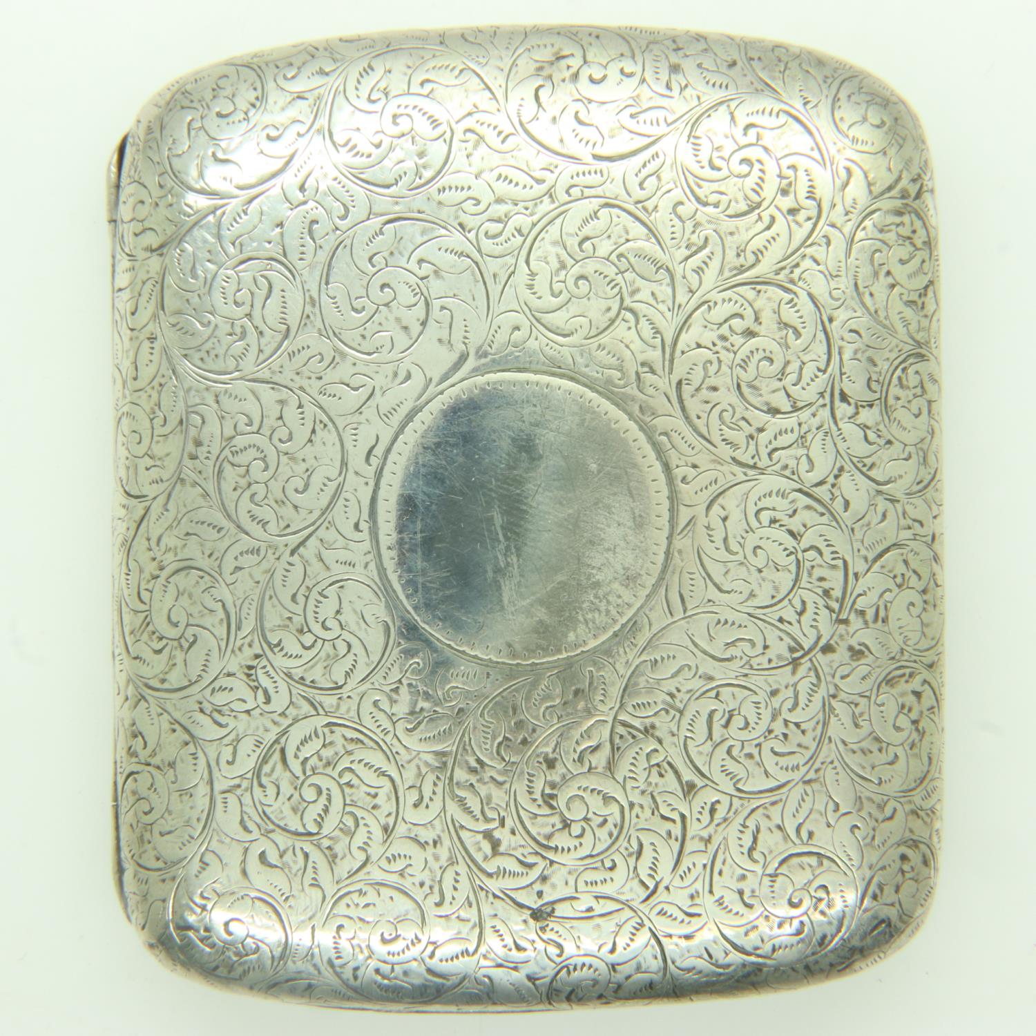 Victorian hallmarked silver cigarette case with chased decoration, 98g. UK P&P Group 1 (£16+VAT