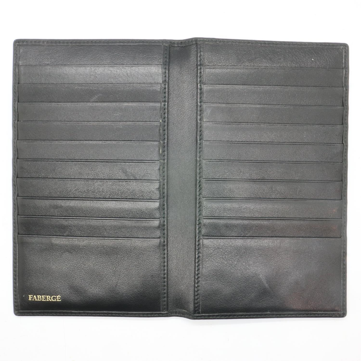 Faberge silk lined, black leather card wallet. UK P&P Group 1 (£16+VAT for the first lot and £2+ - Bild 3 aus 3