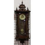 Friedrich Mouthe 19th century German antique wall clock with glazed pendulum display door, H: 107