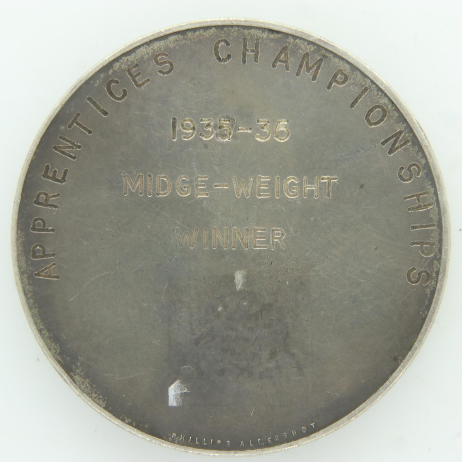 1935-36 Royal Air Force Boxing Association medal. UK P&P Group 1 (£16+VAT for the first lot and £2+ - Image 2 of 2