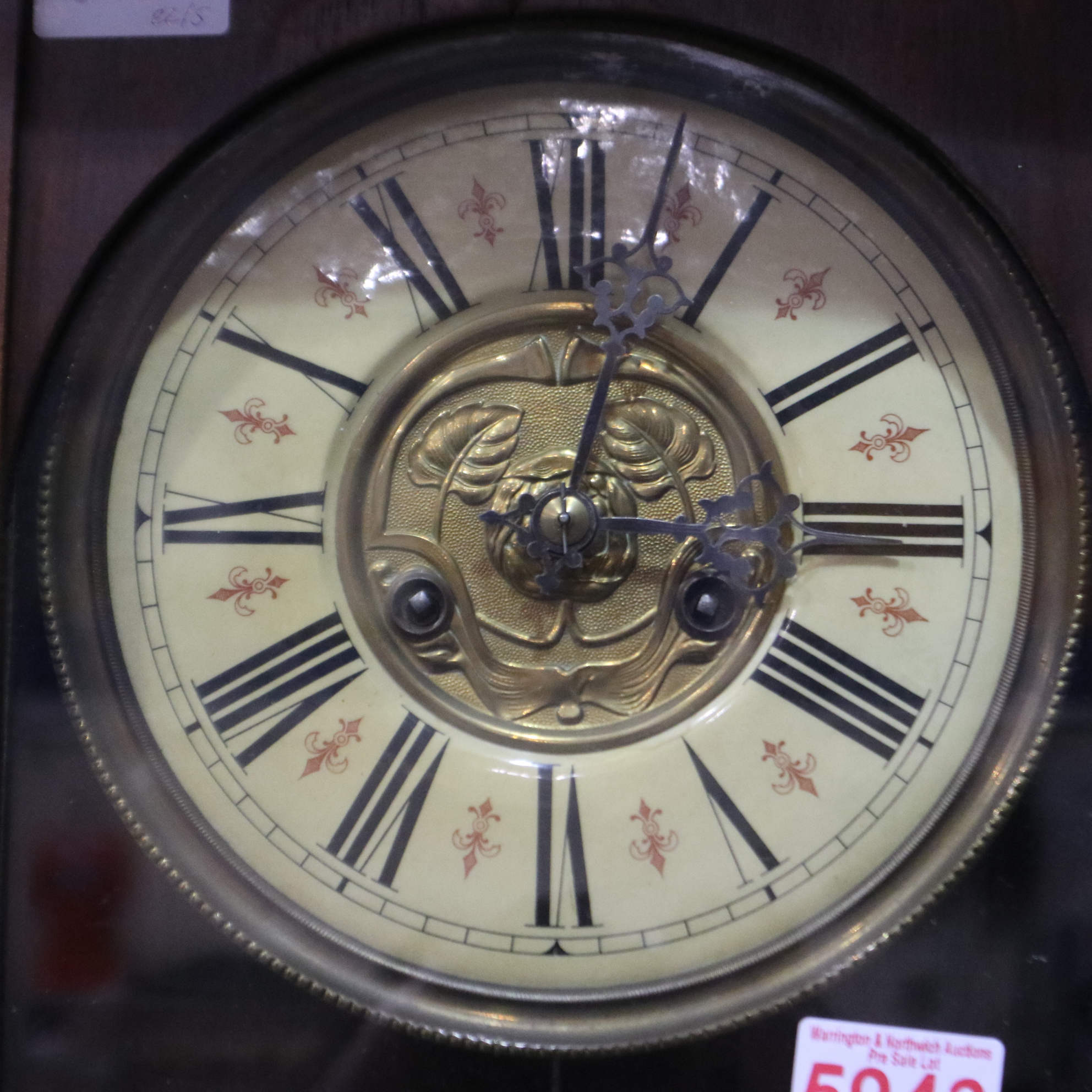 Friedrich Mouthe 19th century German antique wall clock with glazed pendulum display door, H: 107 - Image 2 of 2