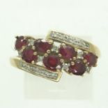 9ct gold ring set with rubies and diamonds, size U, 2.8g. UK P&P Group 0 (£6+VAT for the first lot