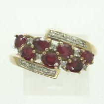 9ct gold ring set with rubies and diamonds, size U, 2.8g. UK P&P Group 0 (£6+VAT for the first lot