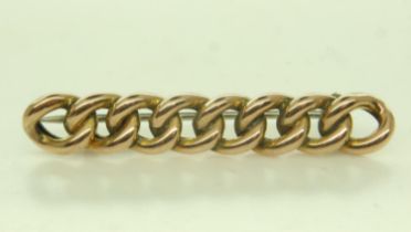 Edwardian 9ct gold chain-link brooch, unmarked, L: 35 mm, 2.3g. UK P&P Group 0 (£6+VAT for the first