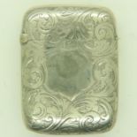Hallmarked silver vesta case with chased decoration, 33g. UK P&P Group 1 (£16+VAT for the first