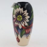 Vicky Lovatt for Moorcroft, a baluster floral design vase, H: 18cm, no cracks or chips. UK P&P Group