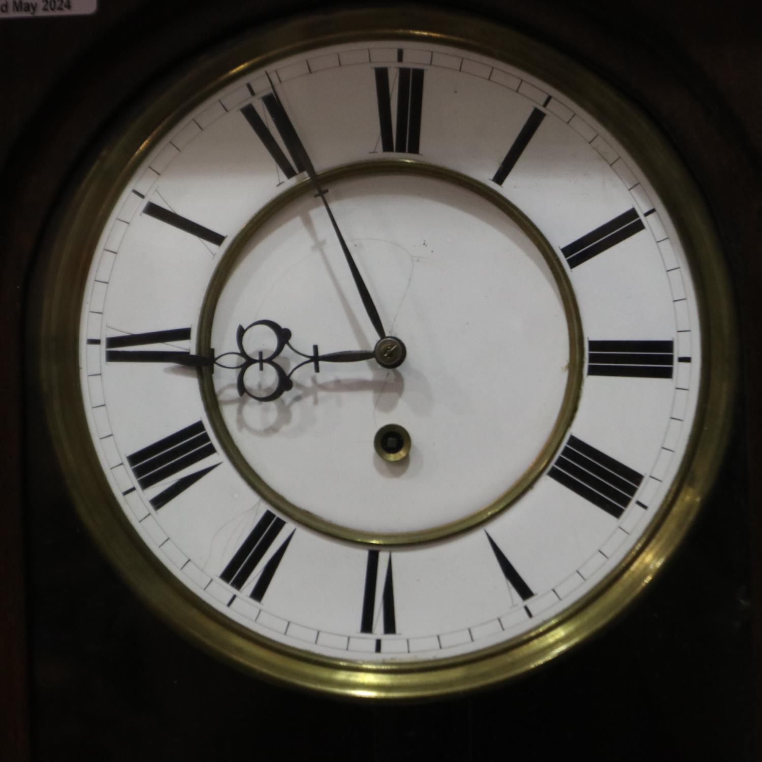 Dark wood Vienna wall clock, H: 110 cm. Not available for in-house P&P - Image 2 of 2