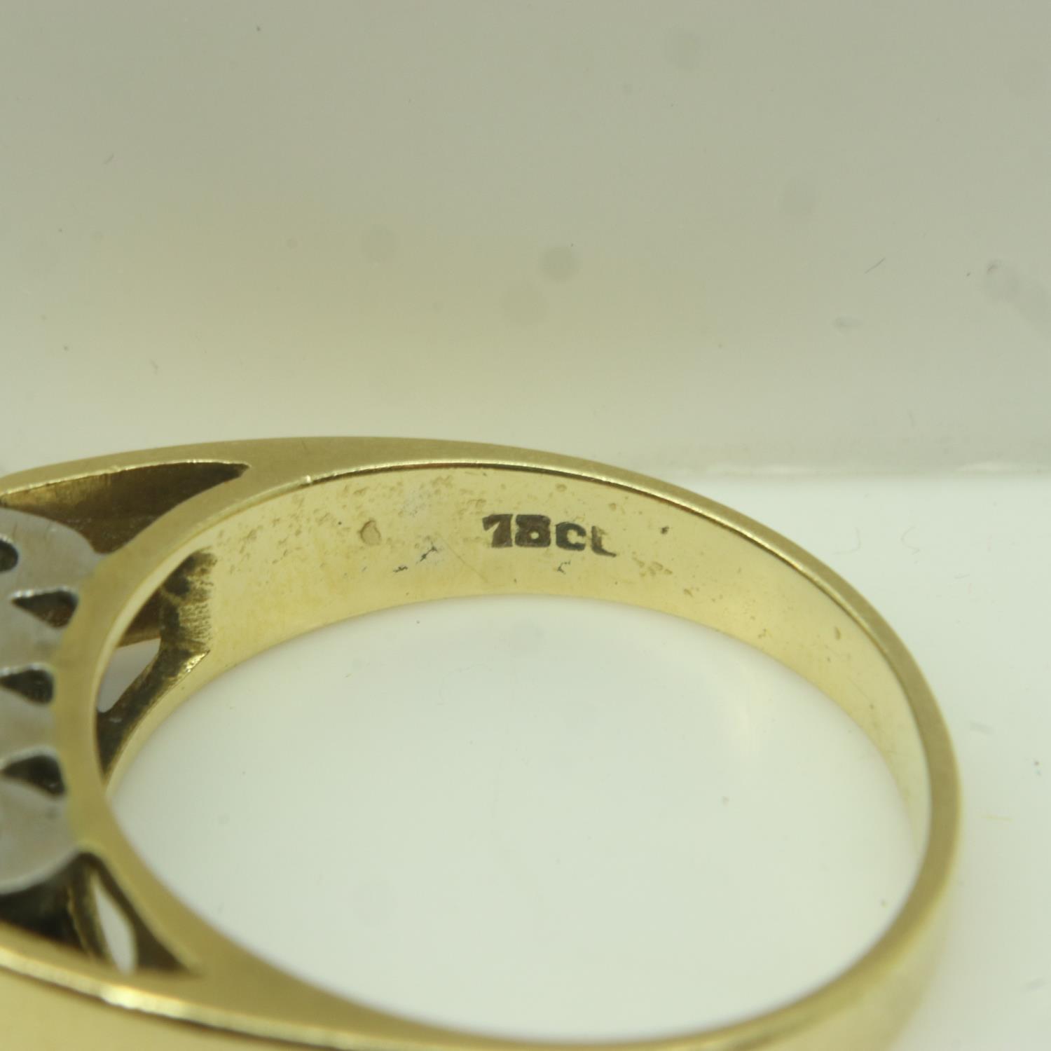 18ct gold ten-stone diamond set ring, size N/O, 4.8g. P&P Group 0 (£6+VAT for the first lot and £1+ - Image 3 of 3