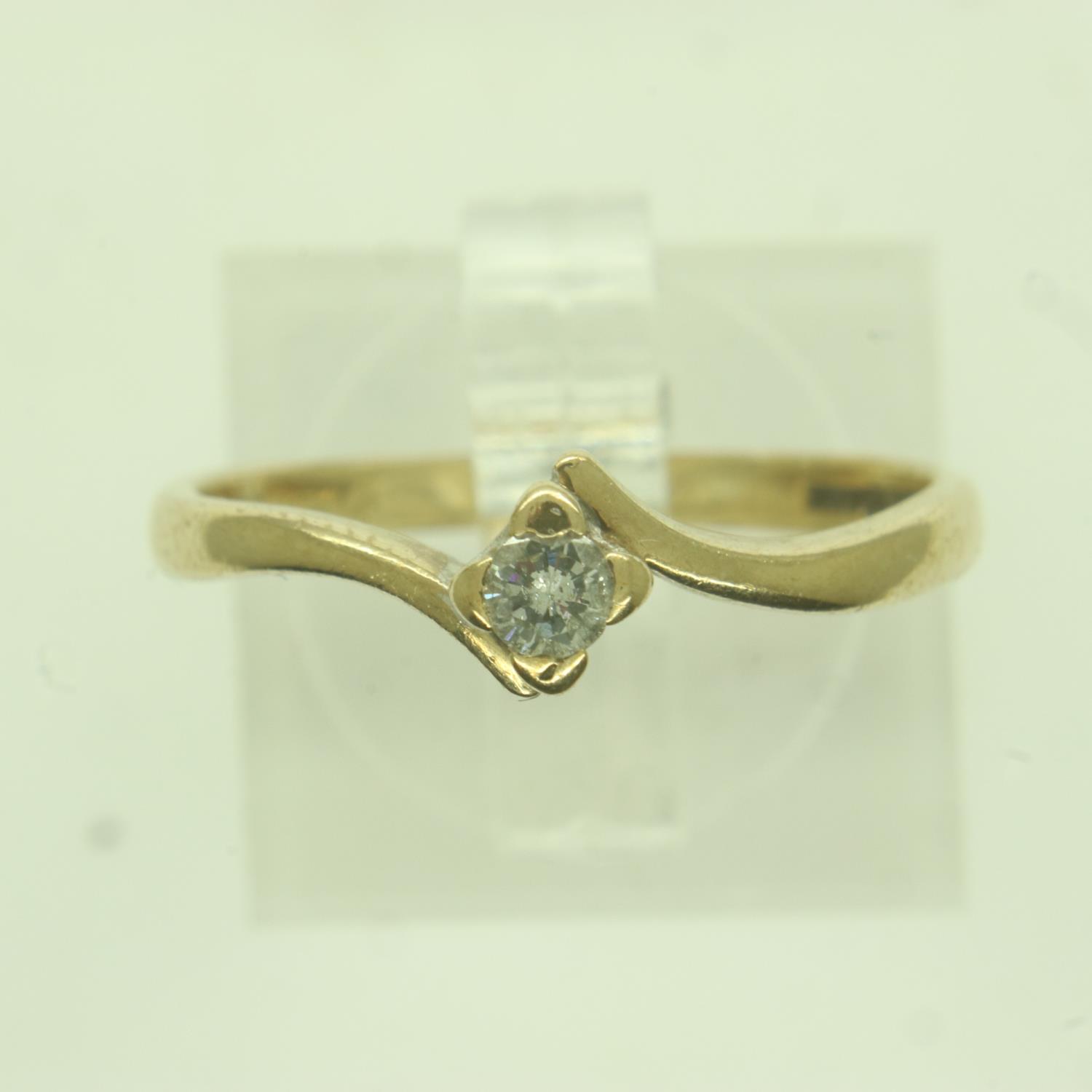9ct gold diamond set solitaire engagement ring, size N, 1.7g. UK P&P Group 0 (£6+VAT for the first