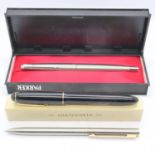 Boxed Parker fountain pen and a boxed Chatsworth gold nibbed pen. UK P&P Group 1 (£16+VAT for the