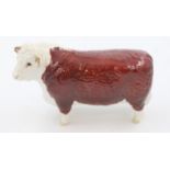 Beswick Hereford bull, no cracks or chips, L: 21 cm. UK P&P Group 2 (£20+VAT for the first lot