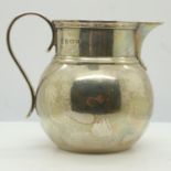 Hallmarked silver cream jug, 119g, H: 80mm. UK P&P Group 1 (£16+VAT for the first lot and £2+VAT for