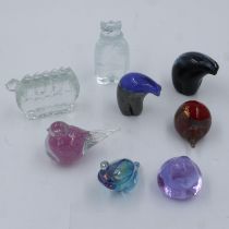 Eight glass paperweights including Caithness, largest H: 10 cm, no chips or cracks. UK P&P Group