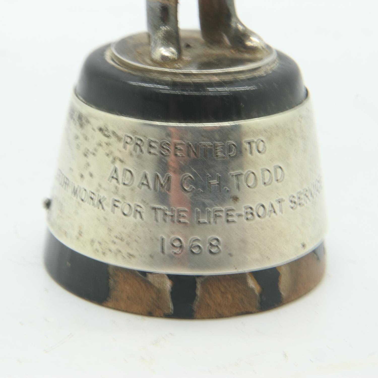 Hallmarked silver 1968 presentation lifeboat figure, H: 80 mm. UK P&P Group 1 (£16+VAT for the first - Image 2 of 3