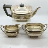 Hallmarked silver three-piece tea service, combined 1221g. UK P&P Group 2 (£20+VAT for the first lot