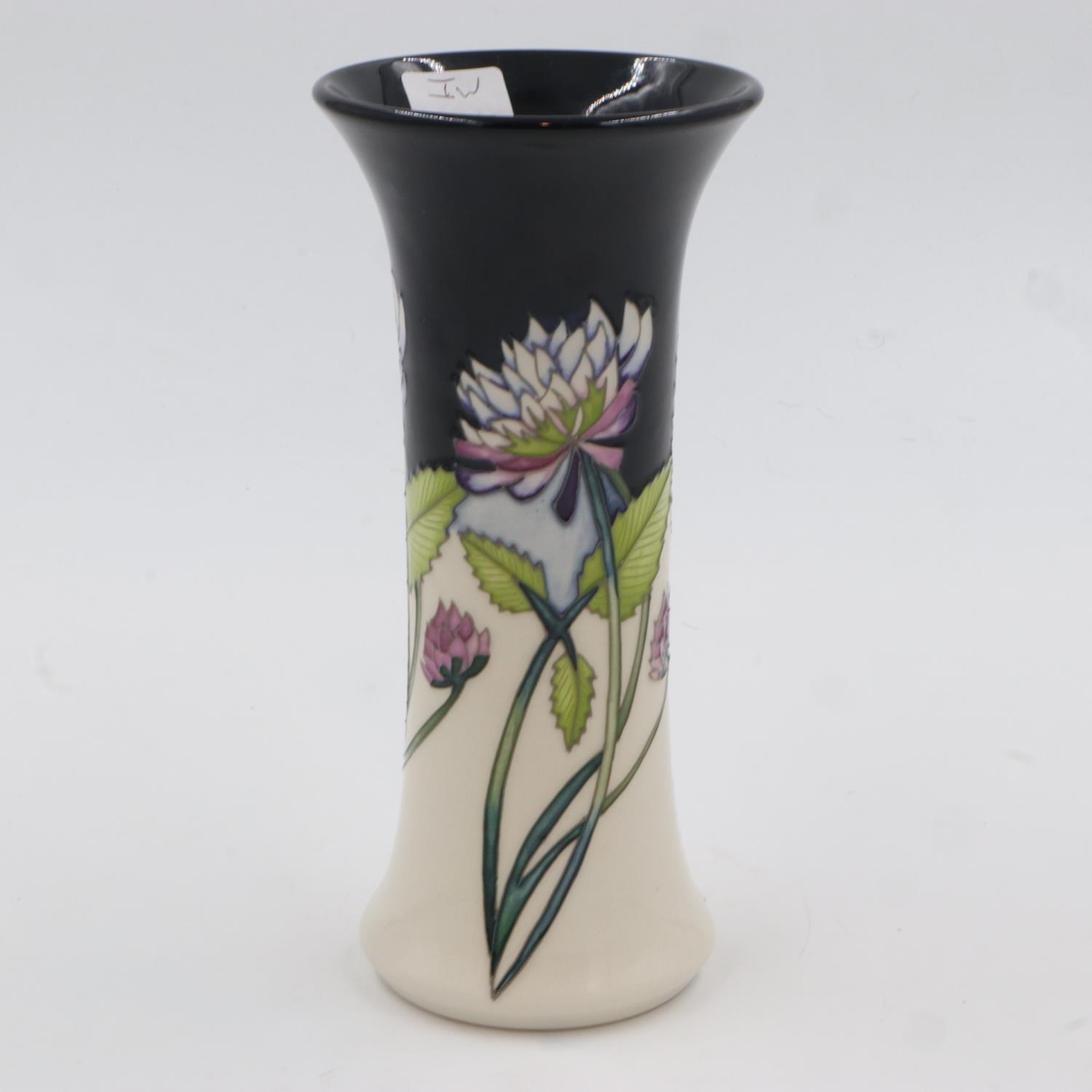 Moorcroft vase in the Trefoil pattern, no chips or cracks, 21cm H. UK P&P Group 1 (£16+VAT for the