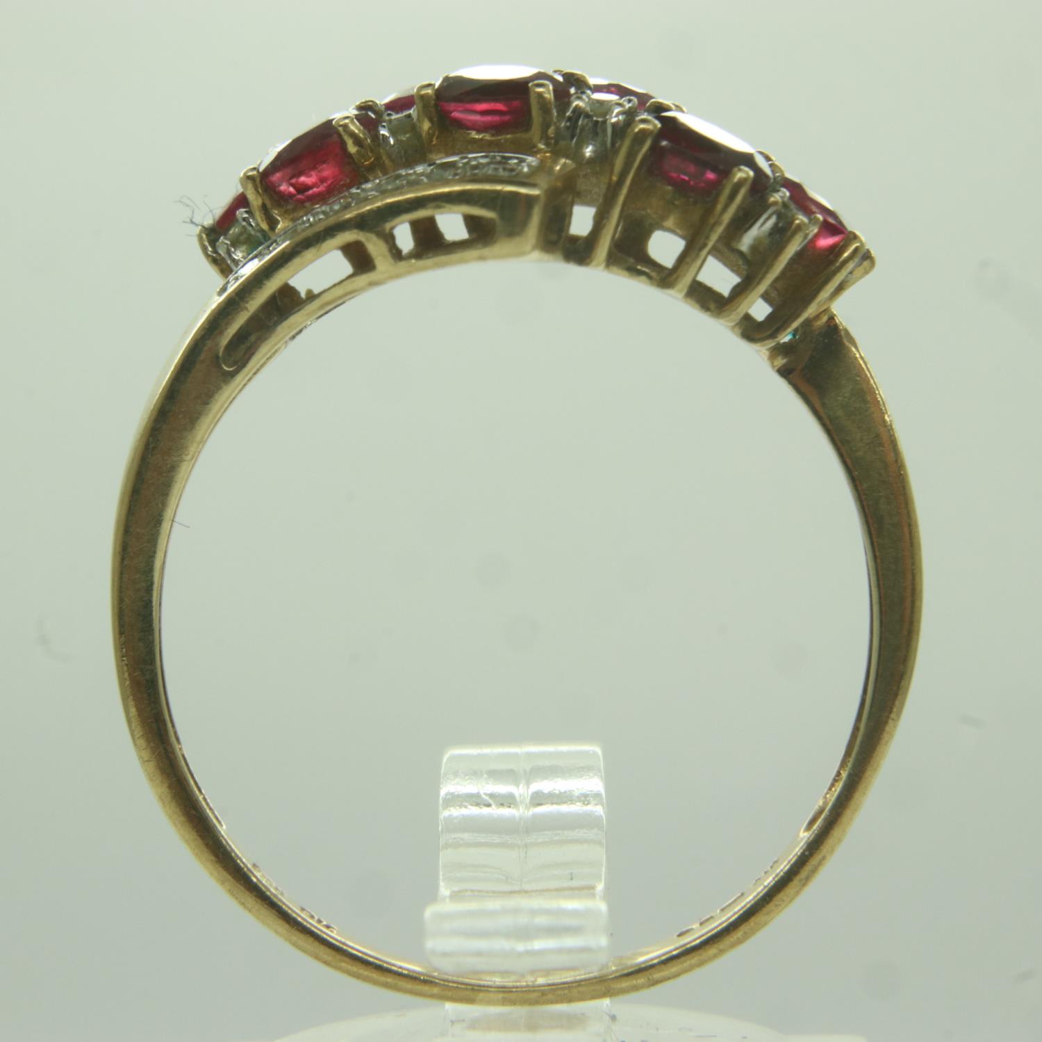 9ct gold ring set with rubies and diamonds, size U, 2.8g. UK P&P Group 0 (£6+VAT for the first lot - Image 2 of 3