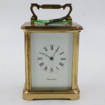 Mappin & Webb oversized brass cased carriage clock, H: 13 cm. UK P&P Group 2 (£20+VAT for the