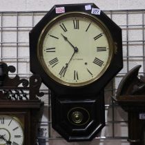 Seth Thomas (USA) wall clock in ebonised case, H: 62 cm. Not available for in-house P&P