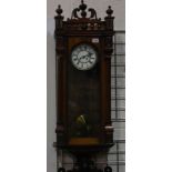 Mahogany cased Vienna wall clock, not working, H: 115 cm. Not available for in-house P&P