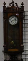 Mahogany cased Vienna wall clock, not working, H: 115 cm. Not available for in-house P&P