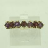 9ct gold ring set with amethysts and garnets, size Q, 1.6g. UK P&P Group 0 (£6+VAT for the first lot