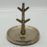 Hallmarked silver tree form ring stand, H: 8 cm. UK P&P Group 1 (£16+VAT for the first lot and £2+