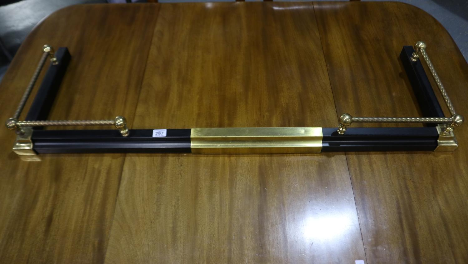 Modern brass mounted fire kerb, L: 130 cm, not available for in house P+P