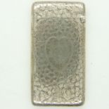 Victorian hallmarked silver card case of rectangular form and with scale-effect decoration, 41g.