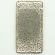 Victorian hallmarked silver card case of rectangular form and with scale-effect decoration, 41g.