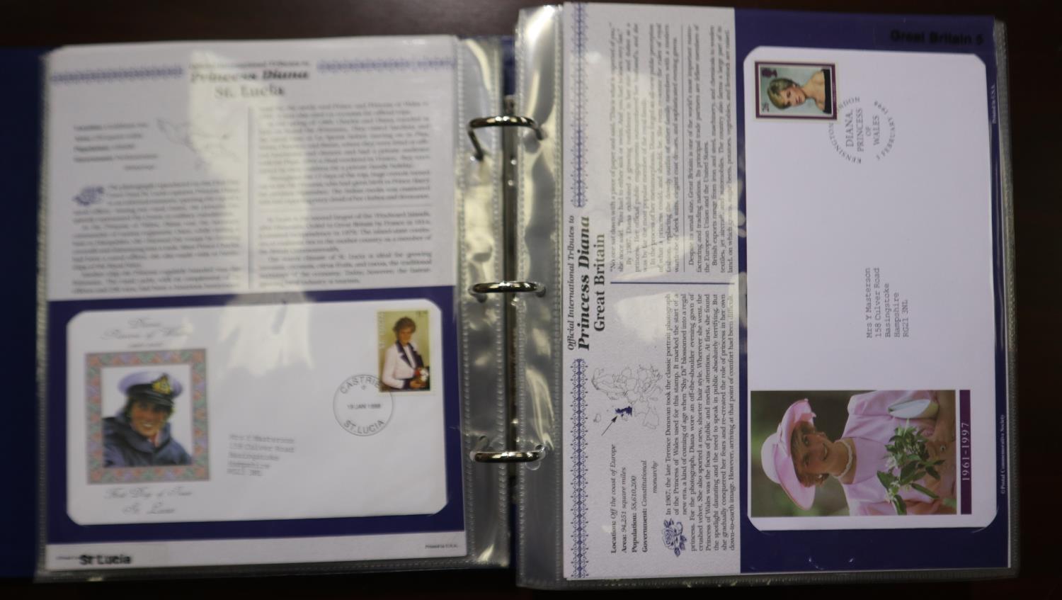 Diana, Princess of Wales Danbury Mint collection in album. UK P&P Group 2 (£20+VAT for the first lot