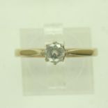 9ct gold solitaire engagement ring, set with cubic zirconia, size O, 1.3g. UK P&P Group 0 (£6+VAT