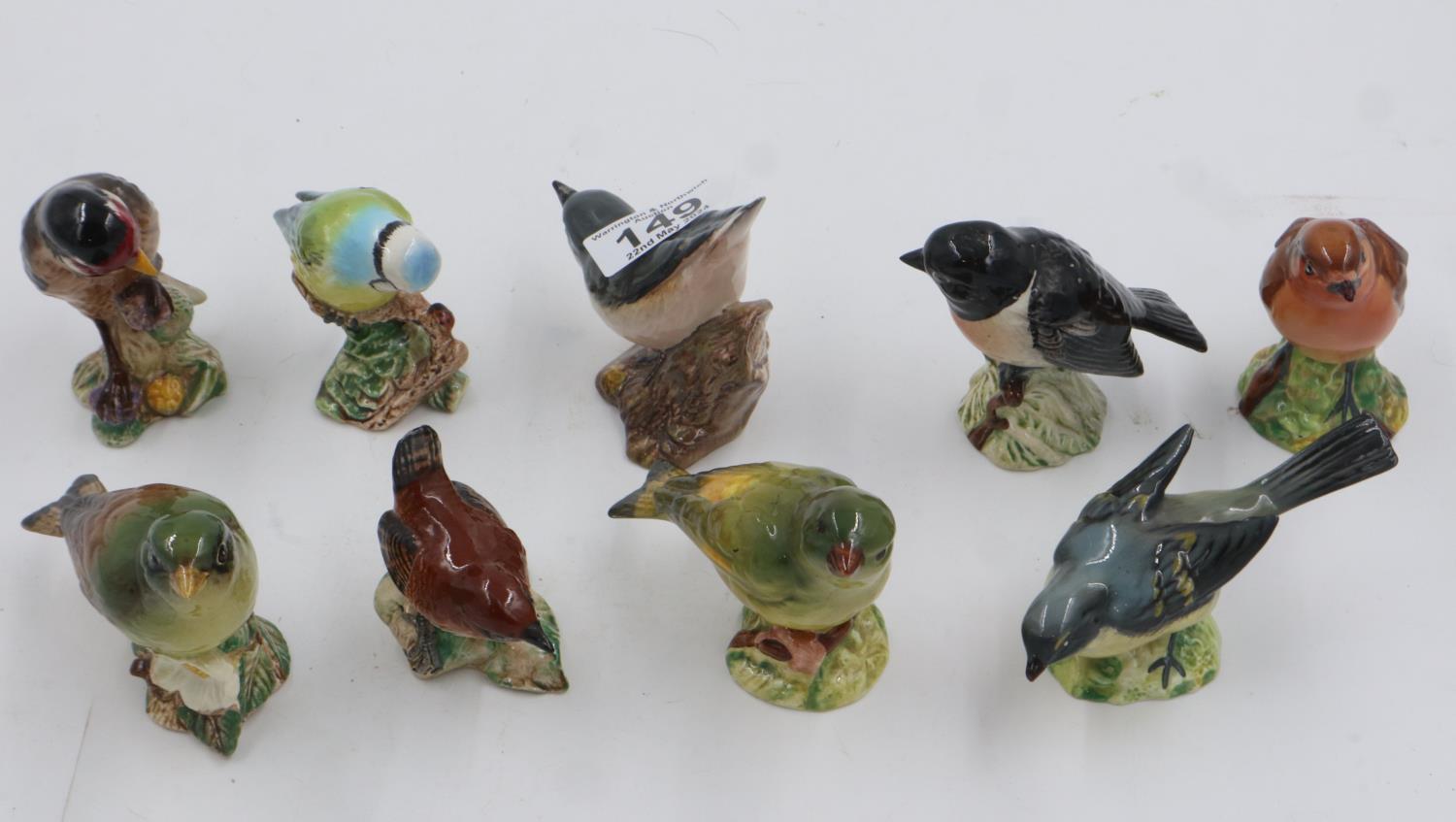 Nine Beswick birds, 2 beaks damaged. UK P&P Group 2 (£20+VAT for the first lot and £4+VAT for