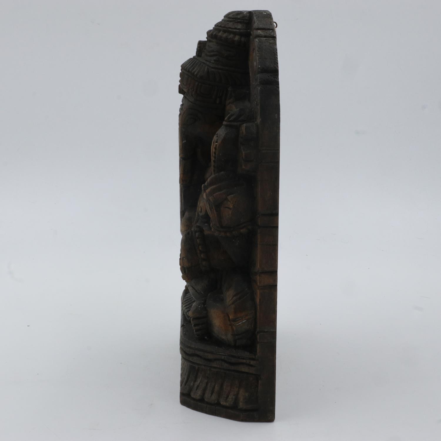 Eastern carved Ganesh wall plaque, H: 30 cm. UK P&P Group 2 (£20+VAT for the first lot and £4+VAT - Image 3 of 3