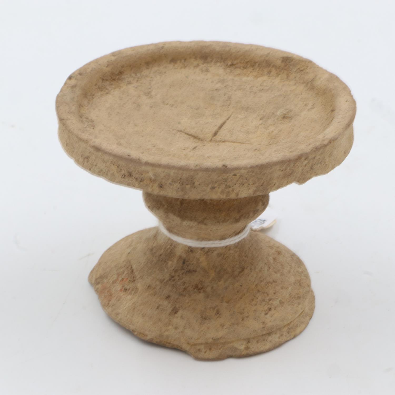 Han Dynasty white clay candle stand, H: 60 mm. UK P&P Group 1 (£16+VAT for the first lot and £2+